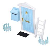 Qudinip Mini Ensemble de Portes en Bois avec Une Fabrication Exquise pour Maison de Poupée Miniature, Porte Féerique à Petites Dents, échelle 1:12, Matériau en Bouleau (Bleue)