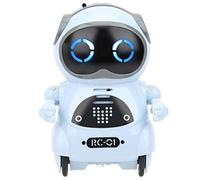 Qudinip Mini Jouet Robot, Reconnaissance Vocale Interactive, Yeux LED, Bras Rotatifs, Enregistrement de Conversations Répétées, Chant, Danse, Conte D'histoires, avec Effet Sonore (Bleu)