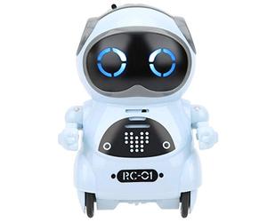 Qudinip Mini Jouet Robot, Reconnaissance Vocale Interactive, Yeux LED, Bras Rotatifs, Enregistrement de Conversations Répétées, Chant, Danse, Conte D'histoires, avec Effet Sonore (Bleu)