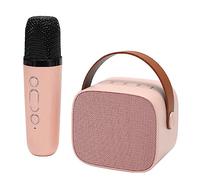 Qudinip Mini Machine à karaoké avec Microphone sans Fil, Haut-Parleur Bluetooth Portable pour Le Plaisir des Fêtes à la Maison, 3,1x2,8x2,6 Pouces (Rose)