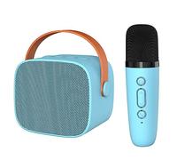 Qudinip Mini Machine de karaoké Haut-Parleur Bluetooth Portable avec Microphone pour Usage Domestique et Extérieur - Son HiFi, Design Compact, 1 Haut-Parleur, 1 Microphone (Bleue)