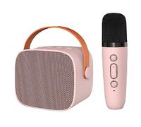 Qudinip Mini Machine de karaoké Haut-Parleur Bluetooth Portable avec Microphone pour Usage Domestique et Extérieur - Son HiFi, Design Compact, 1 Haut-Parleur, 1 Microphone (Rose)
