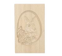 Qudinip Moule à Tampons à Biscuits en Bois, Durable, à Dégagement Facile, pour la Cuisine, Moule à Biscuits sculpté en Bois de Hêtre, 1 unité (Lapin et fleur)