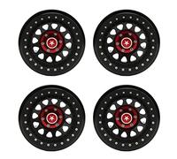 Qudinip Moyeu de Roue de Voiture RC 2.9 Pouces, Alliage D'aluminium Durable pour SCX6 1/6 RC Mise à Niveau des Performances de Voiture 4 Pièces (Noir)
