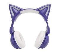 Qudinip Oreillette de Chat Bluetooth, Casque D'écoute Mignon et Réglable, sans Fil, LED, pour Enfants, Adolescents et Amoureux des Chats, Matériau ABS (Violette)