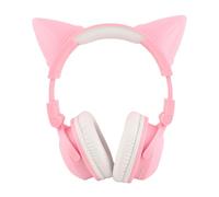 Qudinip Oreillette de Chat Bluetooth, Casque D'écoute Mignon et Réglable, sans Fil, LED, pour Enfants, Adolescents et Amoureux des Chats, Matériau ABS (Rose)