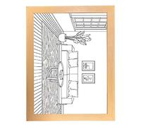 Qudinip Peinture D'éclairage Décoration Unique Peinte à la Main, Art Lumineux LED pour Chambre à Coucher et Salon 23x17cm (Fenêtre)