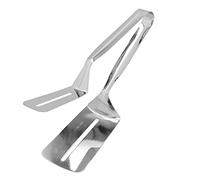 Qudinip Pince de Cuisson en Acier Inoxydable pour Steak, Poisson et Hamburger, Ustensiles de Cuisine Polyvalents Durables pour un Usage Domestique, Manche de 13,5 Cm, Couleur Argent