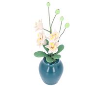 Qudinip Plante Miniature de Fleur pour Maison de Poupée, Phalaenopsis Blanc Grandeur Nature, Accessoire Décoratif pour Décoration de Chambre de Maison de Poupée, échelle 1/12