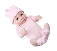 Qudinip Poupée bébé en Silicone avec des Caractéristiques Réalistes, Jouet pour bébé de 10 Pouces pour Enfants, Vinyle Souple Sûr et Corps lesté, Parfait pour Les Cadeaux (Yeux Ouverts)