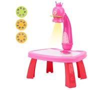 Qudinip Projecteur de Dessin pour Enfants, Jouet éducatif Amusant, Table de Peinture et de Dessin Interactive, Conçu pour Les Tout-Petits, 35,5 X 21 X 25 Cm (Rose)