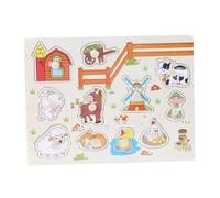 Qudinip Puzzle en Bois à Bouton pour Enfants, Jouet d'apprentissage éducatif avec Poignée, Motifs Sûrs, Non Toxiques et Colorés (A3006 (Animaux))