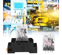 Qudinip Relais électromagnétique HH53P, Petit Relais 11 Broches avec Base, 24 VDC 220 VAC pour Appareils Ménagers et Communications Réseau, Contacts en Alliage D'argent