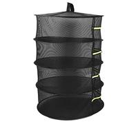Qudinip Séchoir à Herbes à 4 Couches avec Fermetures éclair, Filet en Pliable pour Un Séchage Efficace dans Les Cours et Les Garages, Noir, 60 Cm