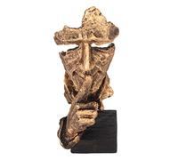 Qudinip Silence is Gold Statue Figurine de Penseur Abstrait Durable pour la Bibliothèque de Bureau à Domicile 17 X 7,5 X 6 Cm Résine écologique