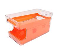 Qudinip Support Distributeur de Canettes de Soda, Support de Canettes Durable à 2 Niveaux pour Réfrigérateur, Idéal pour 8 Standard, Plastique Facile à Nettoyer (Orange)