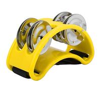 Qudinip Tambourin à Pied Cajon Box Drum Jingle Foot Bell, Plastique ABS Durable avec Sangle élastique pour Musiciens, Léger et Portable, 1 unité (Jaune)