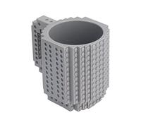 Qudinip Tasses à Blocs de Construction de 400ml, Tasse à café en Brique Créative pour Enfants et Adultes, Cadeau D'anniversaire en Plastique sans BPA (Grise)