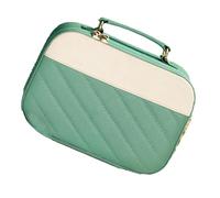 Qudinip Trousse de Maquillage de Voyage de Grande capacité, Trousse de Maquillage élégante et Portable pour Femmes et Filles, Matériau PU 21x8x15cm (Vert Clair)