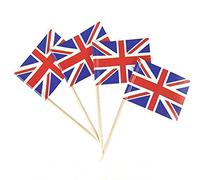 Qudinip Union Jack Party Supplies, 100pcs Flag British Flag Do dans les Drapeaux, Food Grade Cupcake Toppers for Royal Jubilee Celebrations Street Garden Parties BBQ DÉCORATIONS