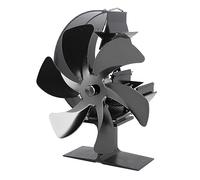 Qudinip Ventilateur de Cheminée 6 Pales, Circulation de Chaleur Thermoélectrique pour le Camping D'hiver, Alliage D'aluminium, 1 unité (Noir)