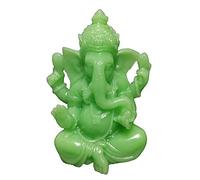 qudkdhs Statue de Bouddha Ganesh en résine Vert Clair, 1 pièce, Sculpture Artisanale en Pierre de Jade, Figurine Miniature, décoration d'intérieur