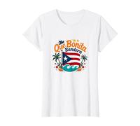 Que Bonita Bandera : Puerto Rico Pride Tropical Theme T-Shirt, Femme, Blanc, 3XL