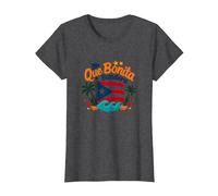 Que Bonita Bandera : Puerto Rico Pride Tropical Theme T-Shirt, Femme, Chiné Foncé, 3XL