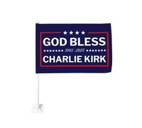 Que Dieu bénisse Charlie Kirk. Repose en paix. Drapeau de voiture double face 12x18 - Panneau à accrocher à la vitre