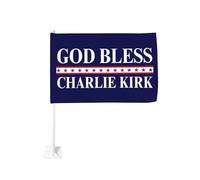 Que Dieu bénisse Charlie Kirk. Repose en paix. Drapeau de voiture double face 12x18 - Panneau à accrocher à la vitre