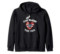 Que Dieu vienne en aide aux États-Unis, drapeau rouge, blanc, bleu, cœur, bénisse, non, oui Sweat à Capuche