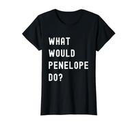 Que Ferait Penelope? T-Shirt Graphique avec Valeur, Femme, Noir, L