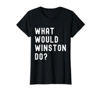 Que Ferait Winston? T-Shirt Graphique avec Valeur, Femme, Noir, XS