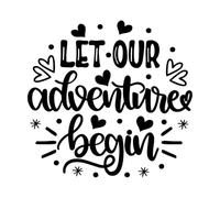 que notre aventure commence Saint Valentin coeur amour sois à moi vacances Stickers lettrage 42x44.1cm Amovible sans laisser de colle Noir