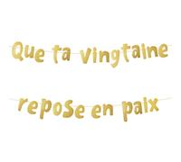Que Ta Vingtaine Repose en Paix Bannière, Pré-Enfilé Deco 30 Ans Anniversaire Or Pailleté Bannière 30 Ans pour Anniversaire Célébration Fête