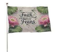 ??Que votre foi soit plus grande que vos peurs?? Bannière décorative extérieure durable de 1,5?m x 2,4?m, drapeaux de bienvenue pour patio, drapeaux de jardin de printemps