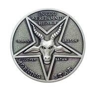 QUEAMBLER Lucifer Pièce pentecôtiste Satan Coin Collection Accessoires de costume Cosplay Accessoires en alliage de zinc pour homme femme Halloween Mascarade