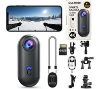 Queather POV Pro Caméra de pouce portable 4K ActionSnap avec clip à ressort, mini caméra portative pour vlogging, casque pour moto, voyage, cyclisme et enregistrement mains libres