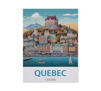 Québec, Canada - Affiche de voyage vintage，Kit de peinture diamant 5D bricolage, strass point de croix, broderie à la main cadeau de vacances adulte/enfant（50 x 60 cm/19.68 x 23.62 pouces）-CU93