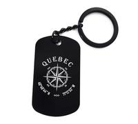 Québec City Canada Porte-clés en acier gravé, plaque d'identité, épingle, Noir , taille unique