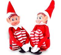 Quebec Ensemble d'elfe coquin d'elfe de Noël pour garçon et fille - Figurines d'elfe et elfe du Père Noël avec visages en vinyle pour s'amuser en famille festif 30,5 cm - (Couple)