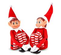 Quebec Ensemble d'elfe coquin - Figurines d'elfe garçon et fille, inspirées du Père Noël, corps doux, visages en vinyle, plaisir festif en famille, 30,5 cm - Couple