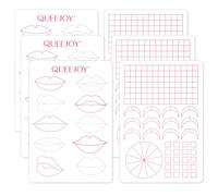 QUEEJOY Lot de 3 peaux d'entraînement au microblading pour lèvres, maquillage permanent double face, feuille de tampon d'entraînement en silicone réutilisable pour la pratique des lèvres, peau