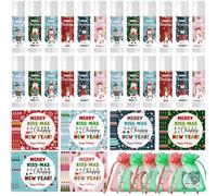 Queekay Coffret Cadeau de Père Noël Baumes à Lèvres avec Cartes de Vœux et Sachets en Organza Hydratation des Lèvres Sèches 24 Heures Cadeau de Nouvel An pour Ami Famille Collègue Employé(24 Sets)