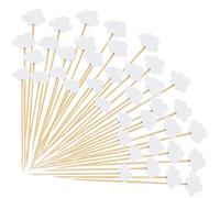 Queekay Lot de 100 pics à cocktail en forme de nuage blanc pour cupcakes, fête prénatale, apéritif, cure-dents, décoration de fête, pics à cocktail pour sandwich, hamburger, fruits