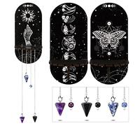 Queekay Lot de 3 petites étagères en cristal avec papillons noirs et cristaux - Pour la magie de la lune et des étoiles - Pour les sorcières, les phases de la lune - Avec 3 pierres en cristal