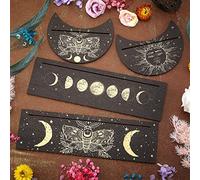 Queekay Support de Carte Tarot en Bois 4 Supports d'autel de Carte de Tarot de Phase Lunaire avec Motif Papillon Solaire Exposition Forme Rectangle Lune Outil de Divination sorcière Oracle