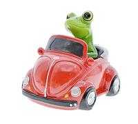Queemie® Drôle Grenouille Conduire Une Voiture Rouge Résine Sculpture, Mini Décapotable Voiture Grenouille Statue pour Domicile Bureau Extérieur Pelouse Jardin Décor, Animaux Figurine de Collection
