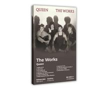 Queen Art Poster sur toile de couverture de l'album The Works pour décoration de chambre à coucher, bureau, cadeau (30 x 45 cm)