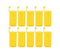 Queen Bee Cage 10pcs Plastique Reine Cage Cage Cage Équipement d'apiculture pour Les apiculteurs Présentation des Reines Mobiles Jaunes 8x3,8x1,2 cm
